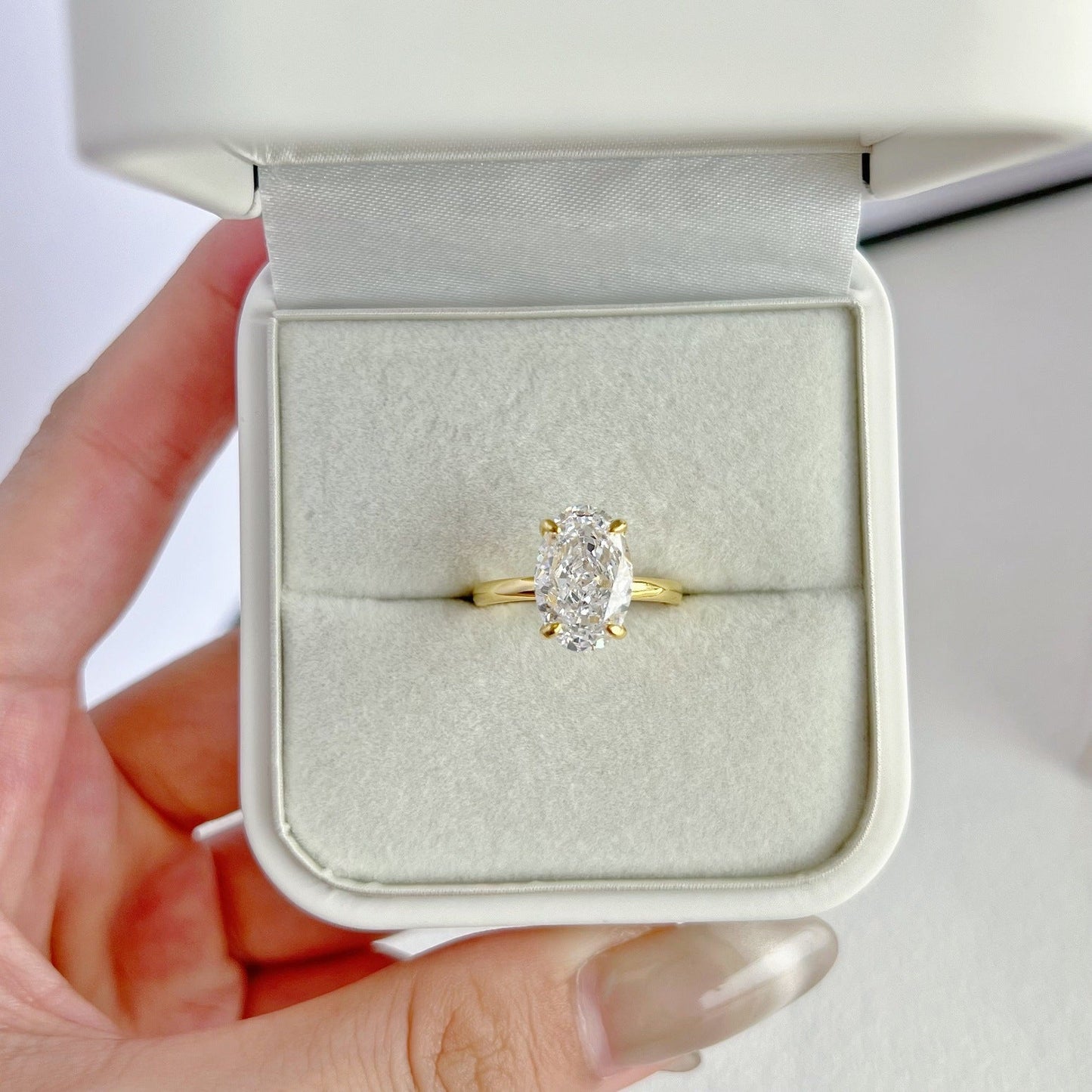 925 Silver Crushed Ice Lab Sapphire Ring – 18K Gold Plated Elegance