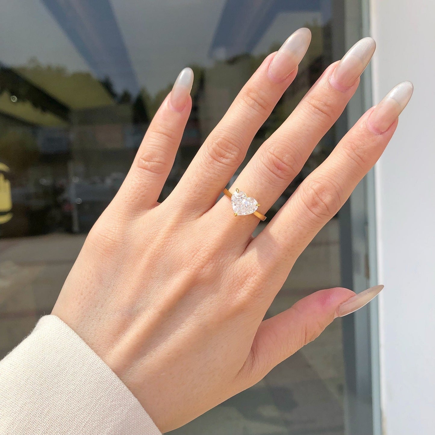 925 Silver Crushed Ice Lab Sapphire Ring – 18K Gold Plated Elegance