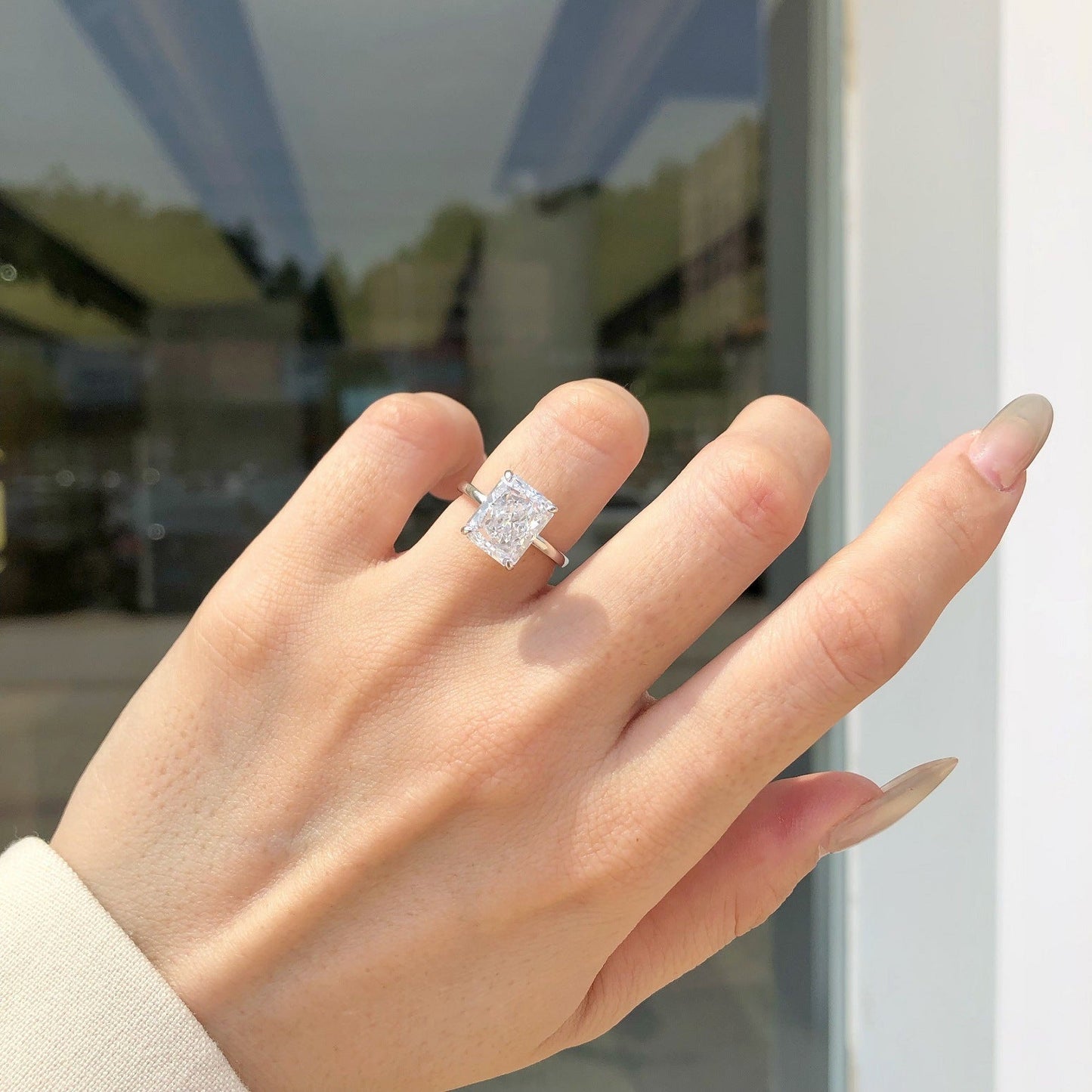 925 Silver Crushed Ice Lab Sapphire Ring – 18K Gold Plated Elegance