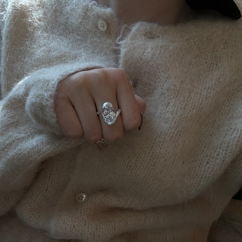 925 Sterling Silver Aurora Zircon Ring – Oval Shape