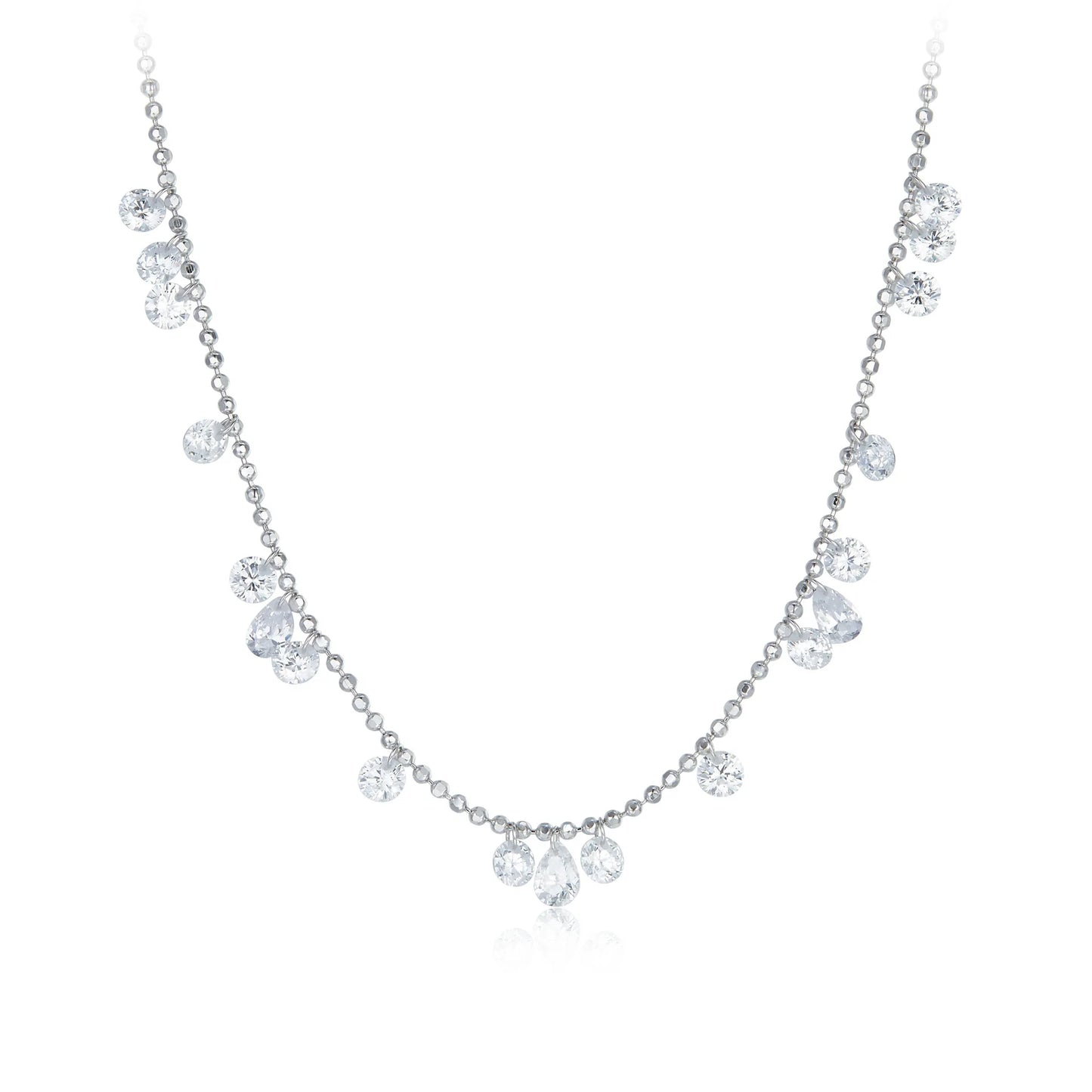 925 Silver Sparkling Stackable Zircon Clavicle Necklace