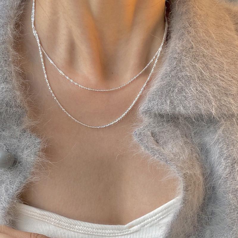 925 Sterling Silver Sparkling Lockbone Necklace