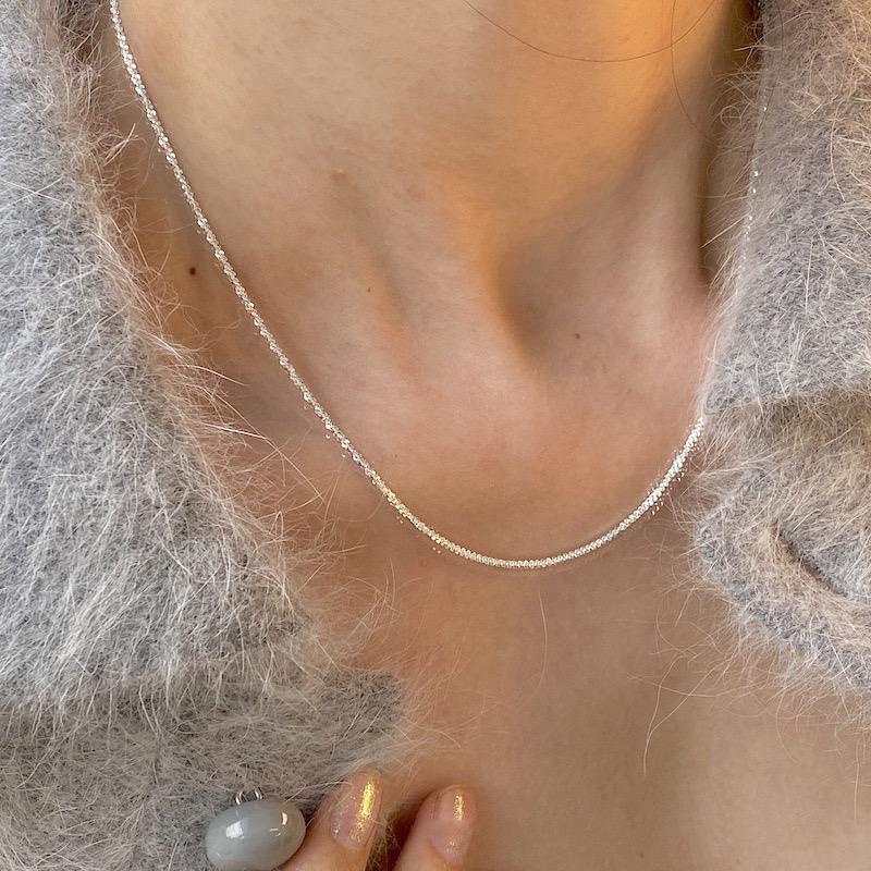 925 Sterling Silver Sparkling Lockbone Necklace