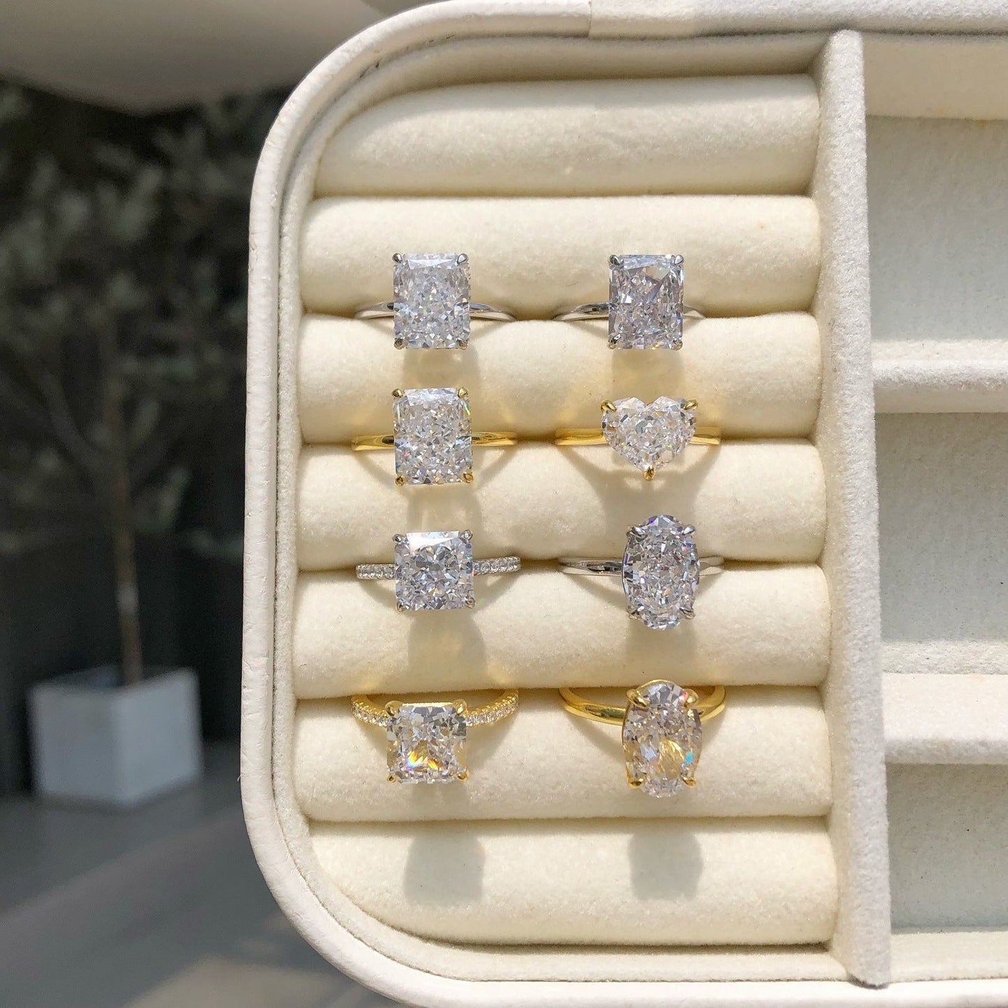 925 Silver Crushed Ice Lab Sapphire Ring – 18K Gold Plated Elegance
