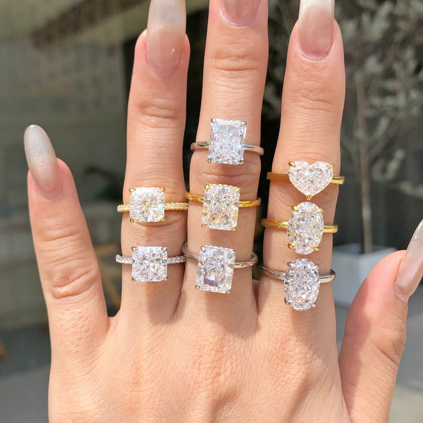 925 Silver Crushed Ice Lab Sapphire Ring – 18K Gold Plated Elegance