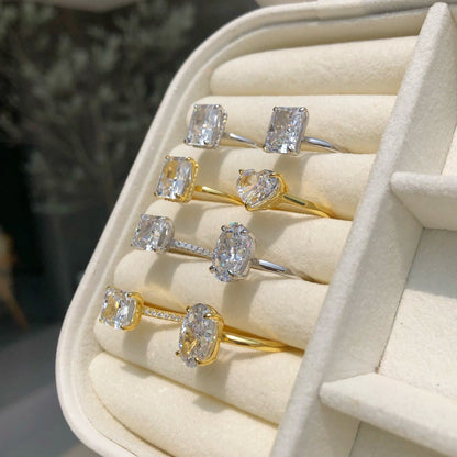 925 Silver Crushed Ice Lab Sapphire Ring – 18K Gold Plated Elegance