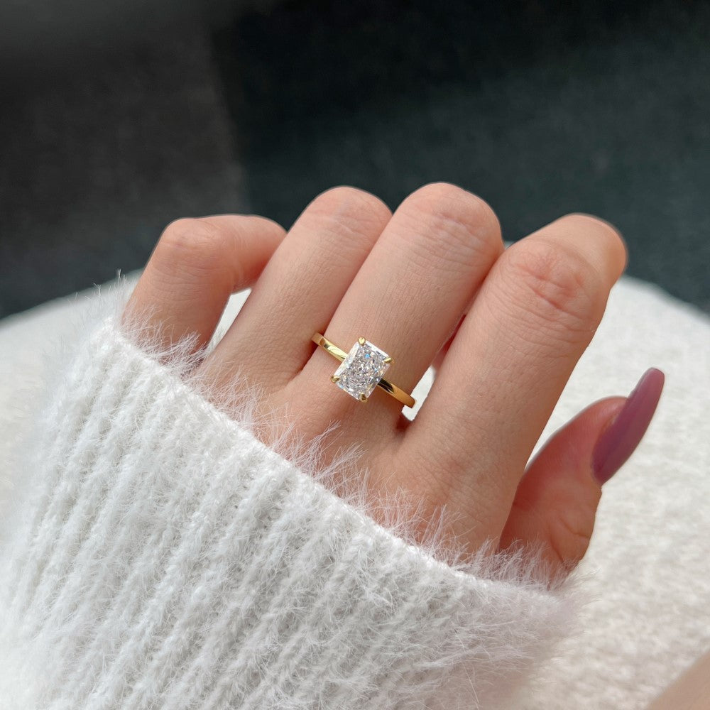 925 Sterling Silver 8A Zircon Water Drop Heart Geometric Design Ring