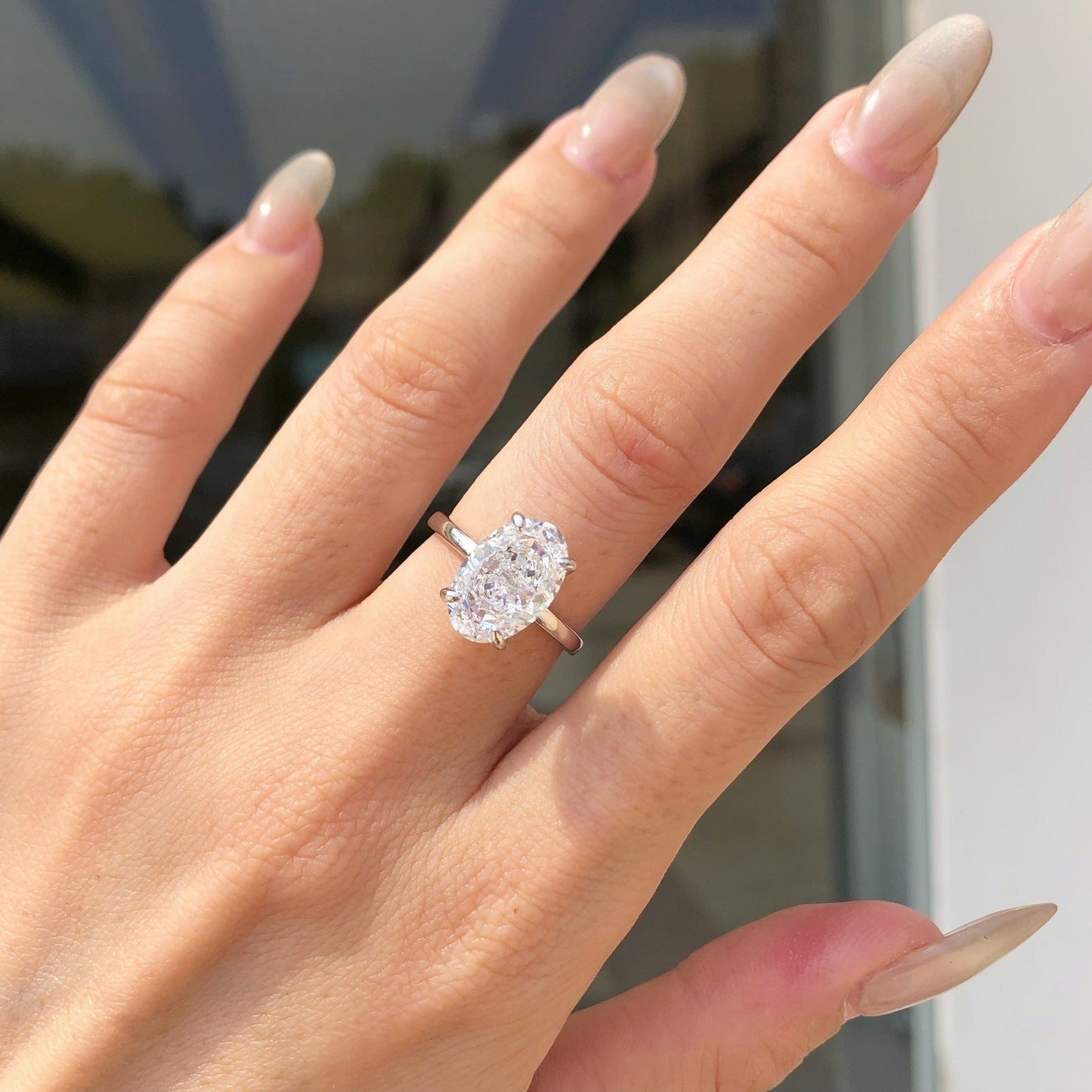 925 Silver Crushed Ice Lab Sapphire Ring – 18K Gold Plated Elegance