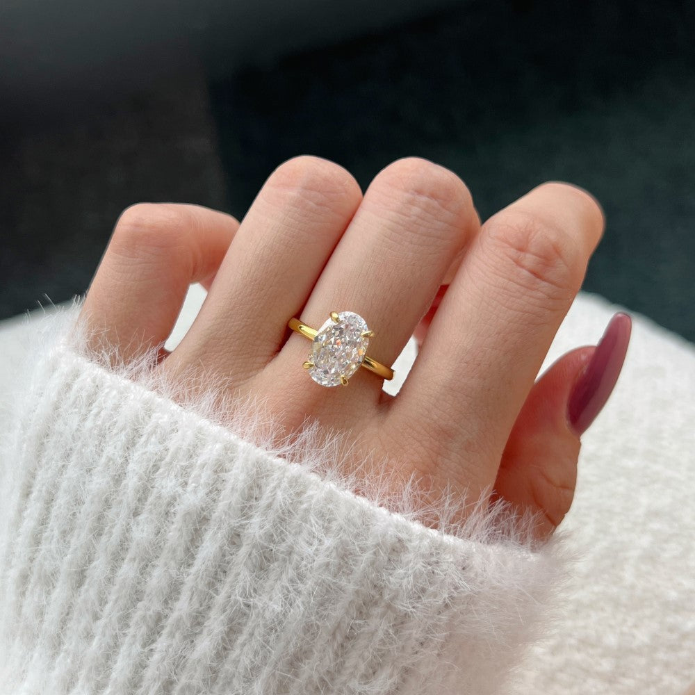 925 Sterling Silver 8A Zircon Water Drop Heart Geometric Design Ring
