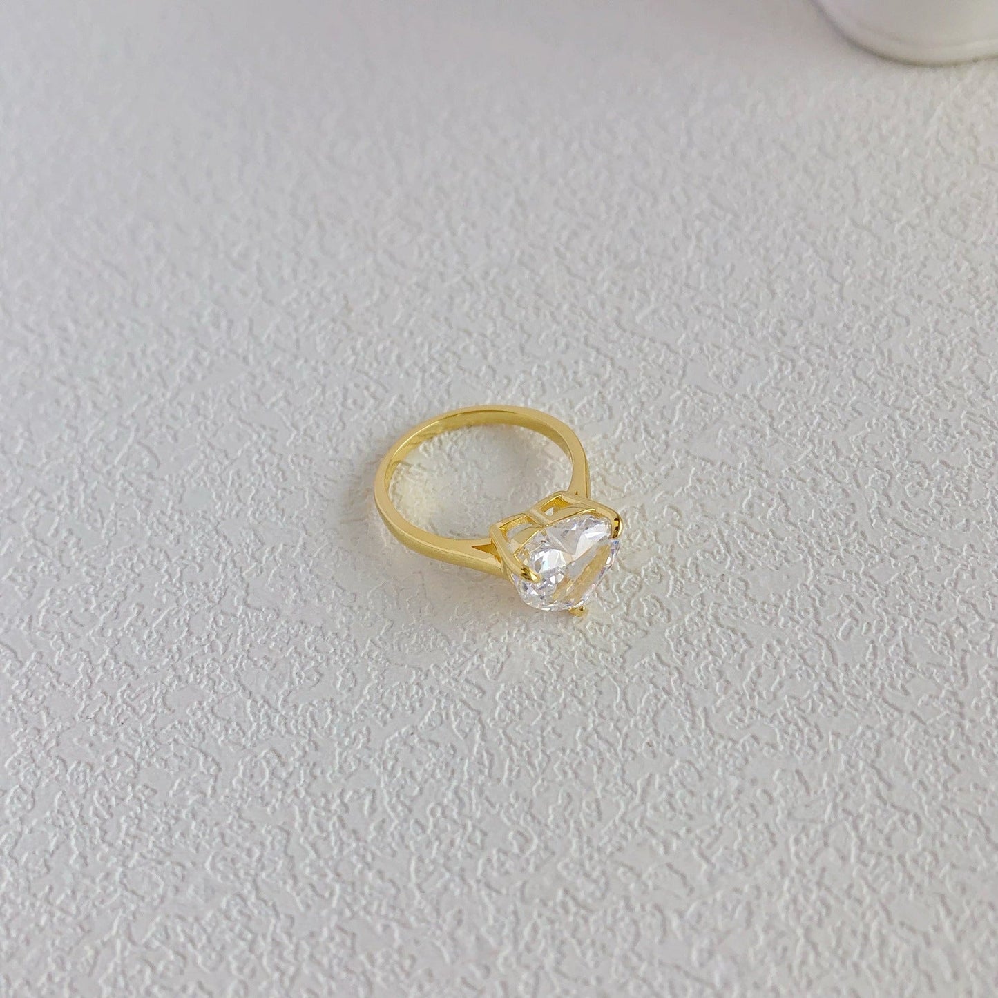 925 Silver Crushed Ice Lab Sapphire Ring – 18K Gold Plated Elegance