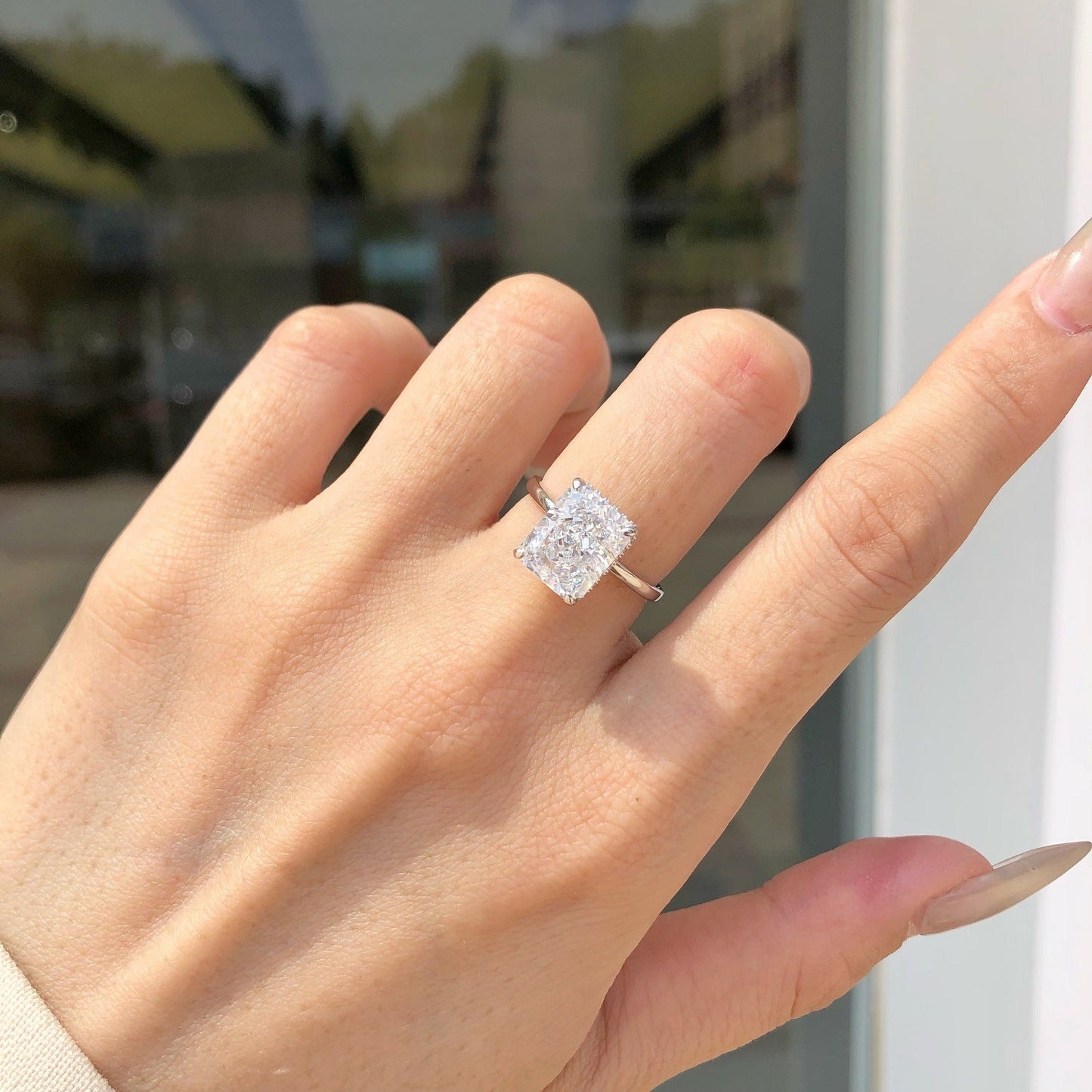 925 Silver Crushed Ice Lab Sapphire Ring – 18K Gold Plated Elegance