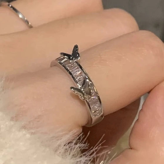 925 Silver Adjustable-Butterfly Zirconia Cute Ring