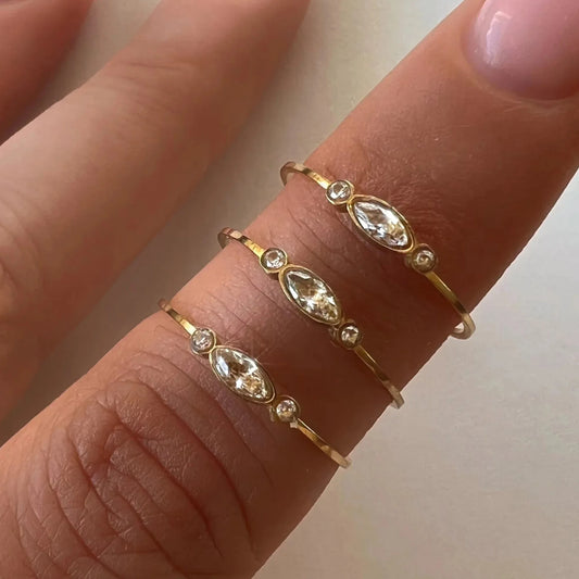 18K Gold Plated Zircon Rings – Tarnish-Free & Waterproof