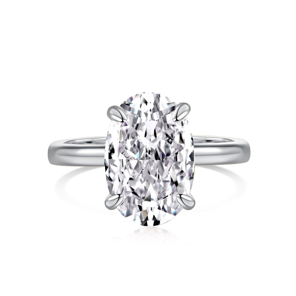 925 Silver Crushed Ice Lab Sapphire Ring – 18K Gold Plated Elegance