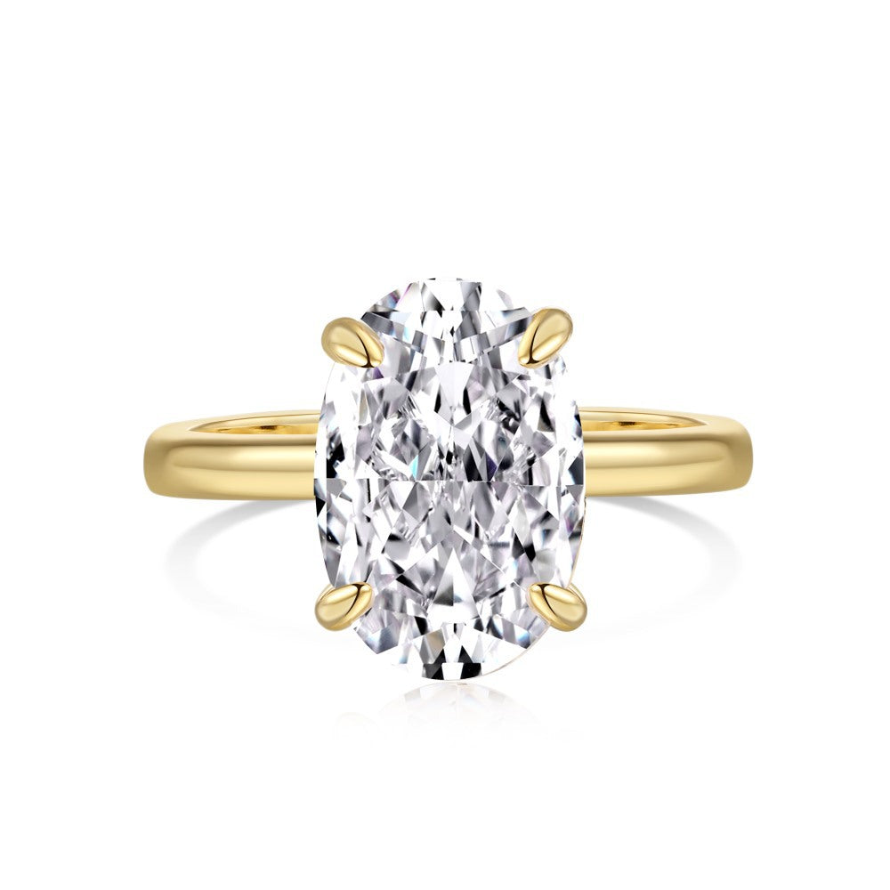 925 Silver Crushed Ice Lab Sapphire Ring – 18K Gold Plated Elegance
