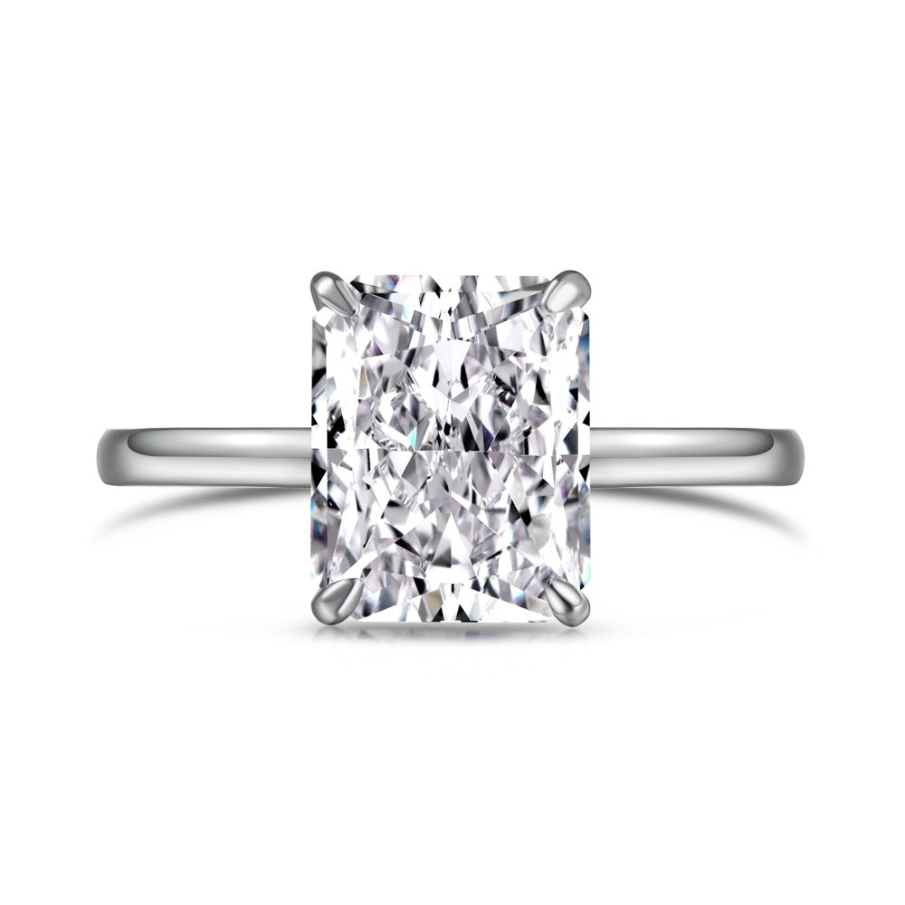 925 Silver Crushed Ice Lab Sapphire Ring – 18K Gold Plated Elegance