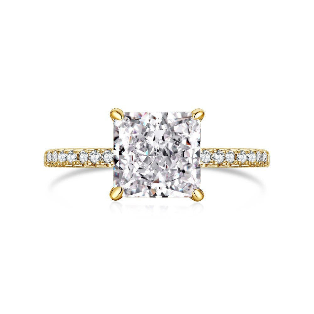 925 Silver Crushed Ice Lab Sapphire Ring – 18K Gold Plated Elegance