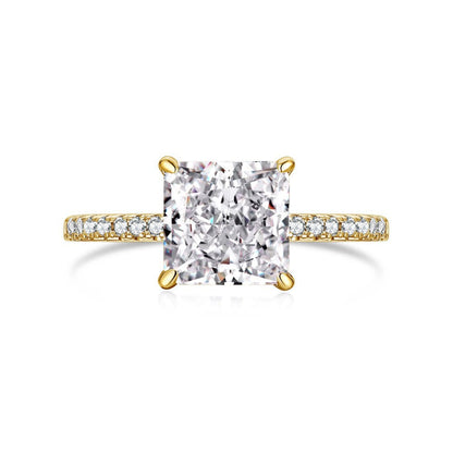 925 Silver Crushed Ice Lab Sapphire Ring – 18K Gold Plated Elegance
