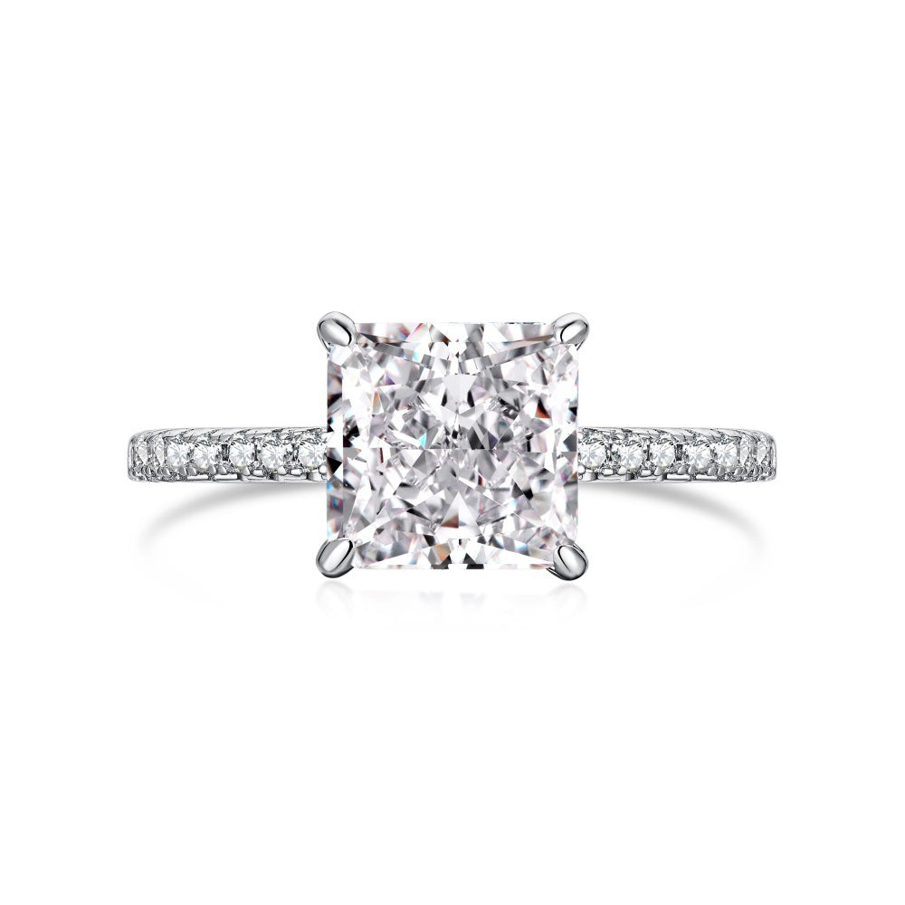 925 Silver Crushed Ice Lab Sapphire Ring – 18K Gold Plated Elegance