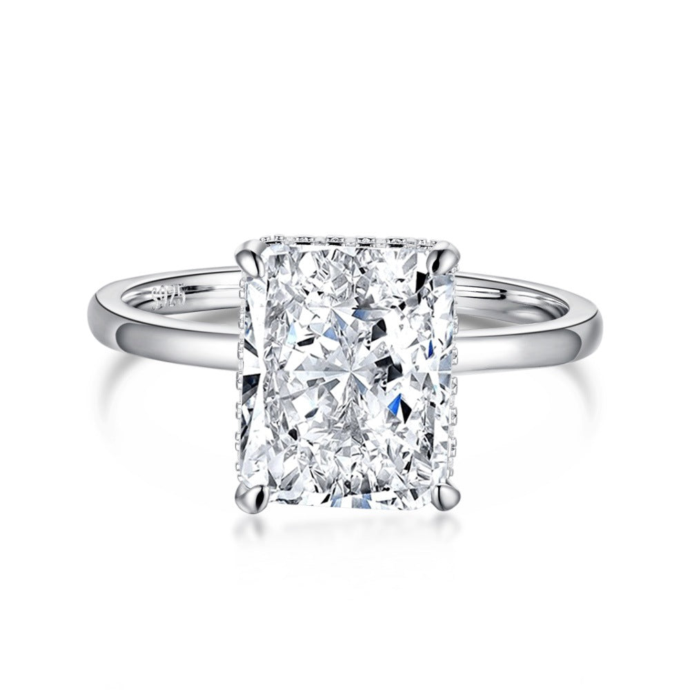 925 Silver Crushed Ice Lab Sapphire Ring – 18K Gold Plated Elegance