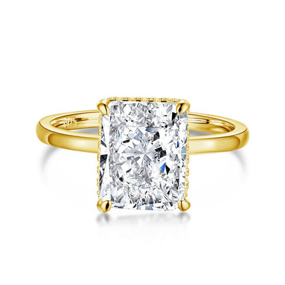 925 Silver Crushed Ice Lab Sapphire Ring – 18K Gold Plated Elegance