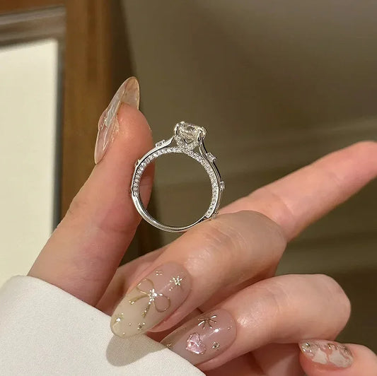 100% Real 925 Sterling Silver Vintage Lab Diamond Ring