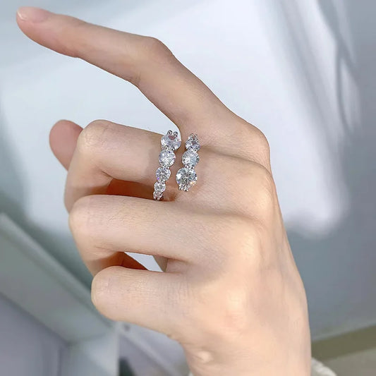 925 Silver Moissanite Shark Ring – 3.26ct Diamond Look