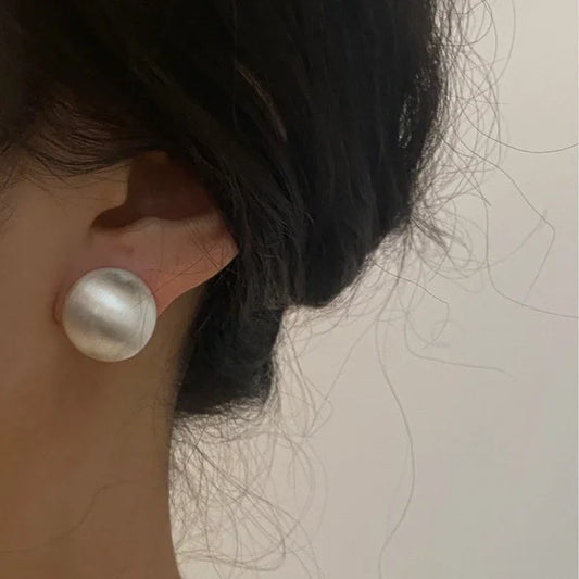 925 Sterling Silver Brushed Ball Earrings