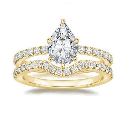 18K Gold Plated 925 Sterling Silver Real Moissanite Diamond Ring Set Wedding
