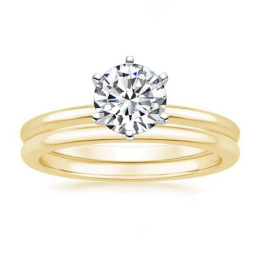 18K Gold Plated 925 Sterling Silver Real Moissanite Diamond Ring Set Wedding