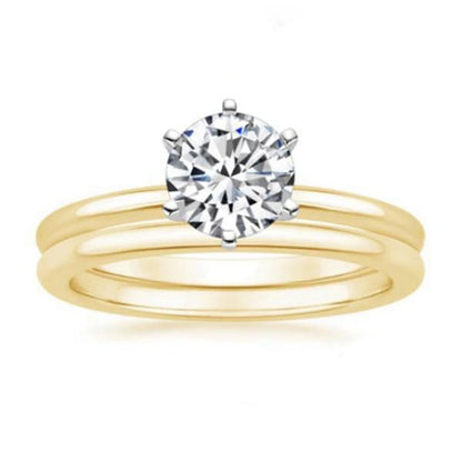 18K Gold Plated 925 Sterling Silver Real Moissanite Diamond Ring Set Wedding