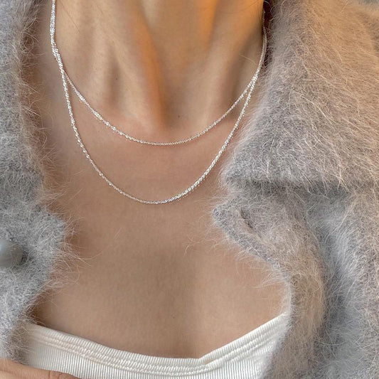 925 Sterling Silver Sparkling Lockbone Necklace